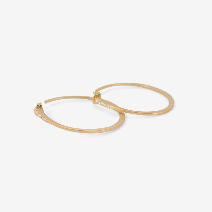 NICOLE LANDAW 14K & WHITE DIAMOND WEDGE HOOPS ON POSTS, .14CT