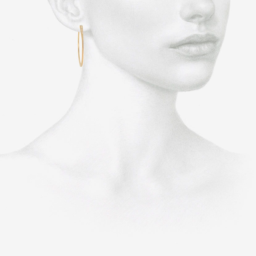 NICOLE LANDAW 14K & WHITE DIAMOND WEDGE HOOPS ON POSTS, .14CT