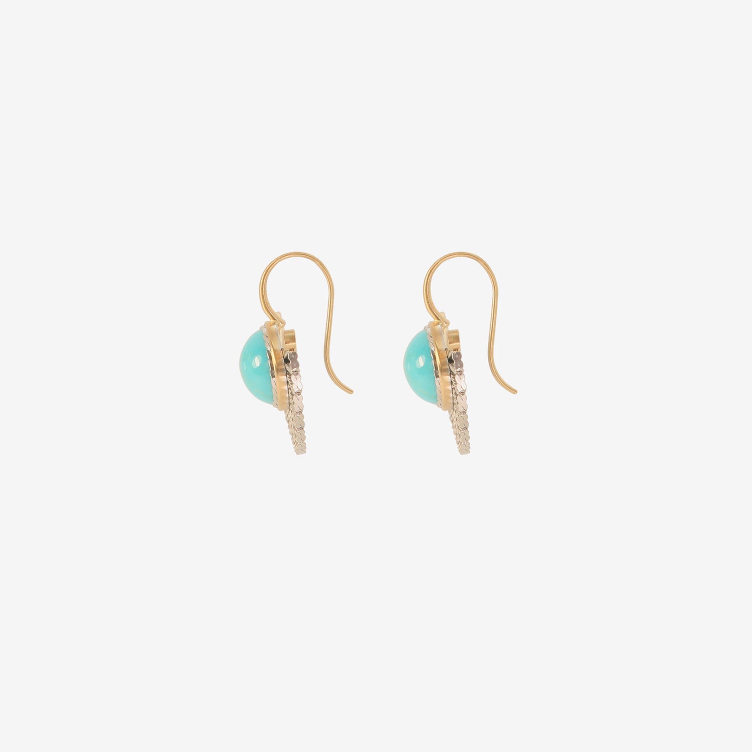 NIKOLLE RADI 18K & PLATINUM LARGE FAN EARRINGS WITH TURQUOISE