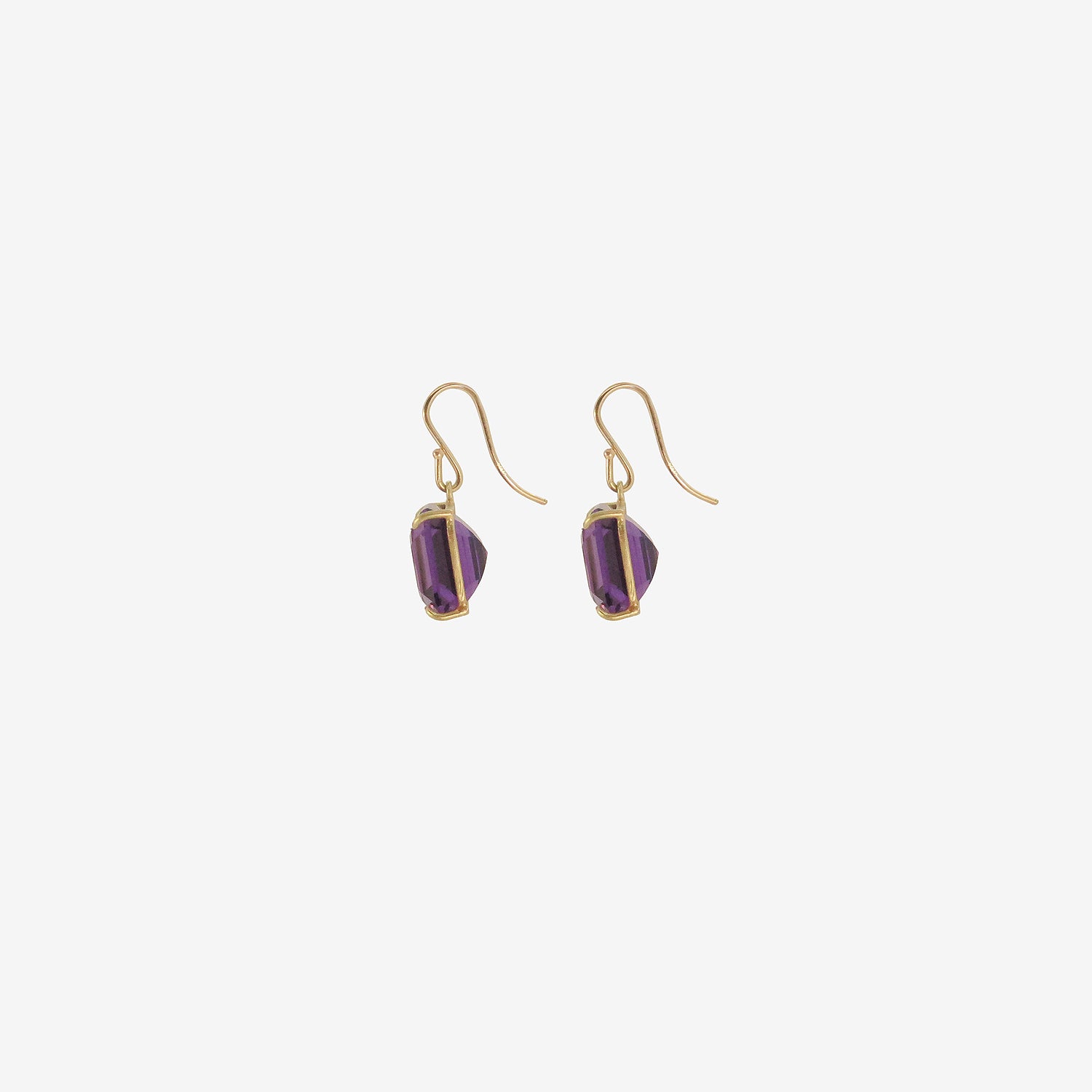 ROSANNE PUGLIESE 18K & EMERALD-CUT AMETHYST CUBE EARRINGS