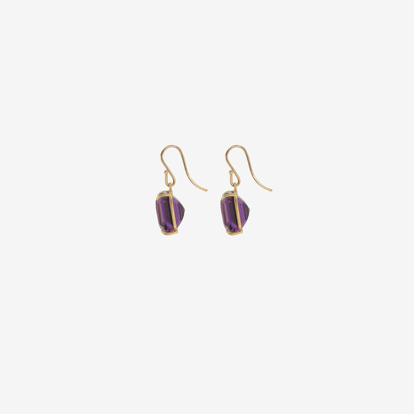 ROSANNE PUGLIESE 18K & EMERALD-CUT AMETHYST CUBE EARRINGS
