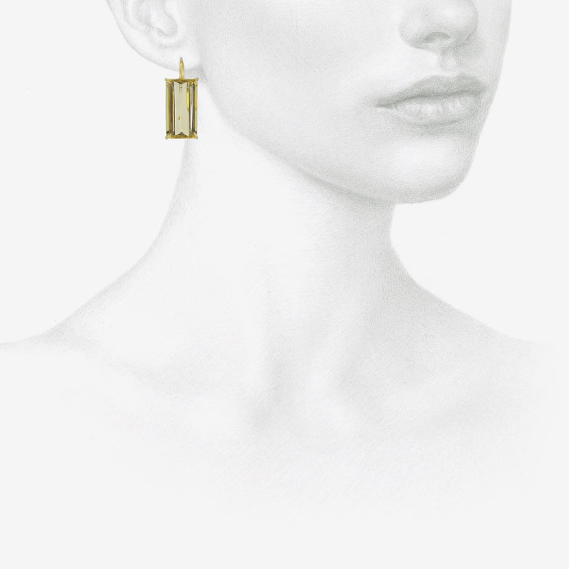 ROSANNE PUGLIESE 18K & EMERALD-CUT OMBRÉ CITRINE BAR EARRINGS
