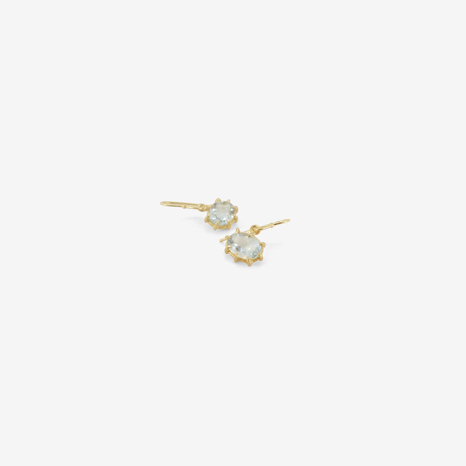 ROSANNE PUGLIESE 18K & FACETED OVAL AQUAMARINE MINI GEM EARRINGS