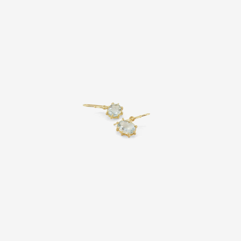 ROSANNE PUGLIESE 18K & FACETED OVAL AQUAMARINE MINI GEM EARRINGS