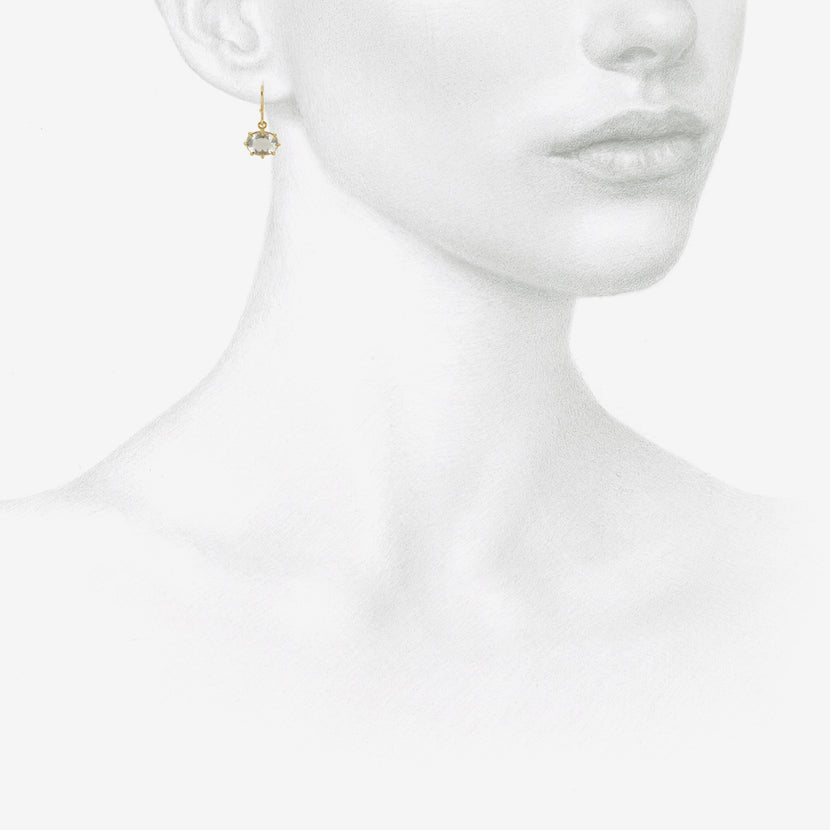 ROSANNE PUGLIESE 18K & FACETED OVAL AQUAMARINE MINI GEM EARRINGS