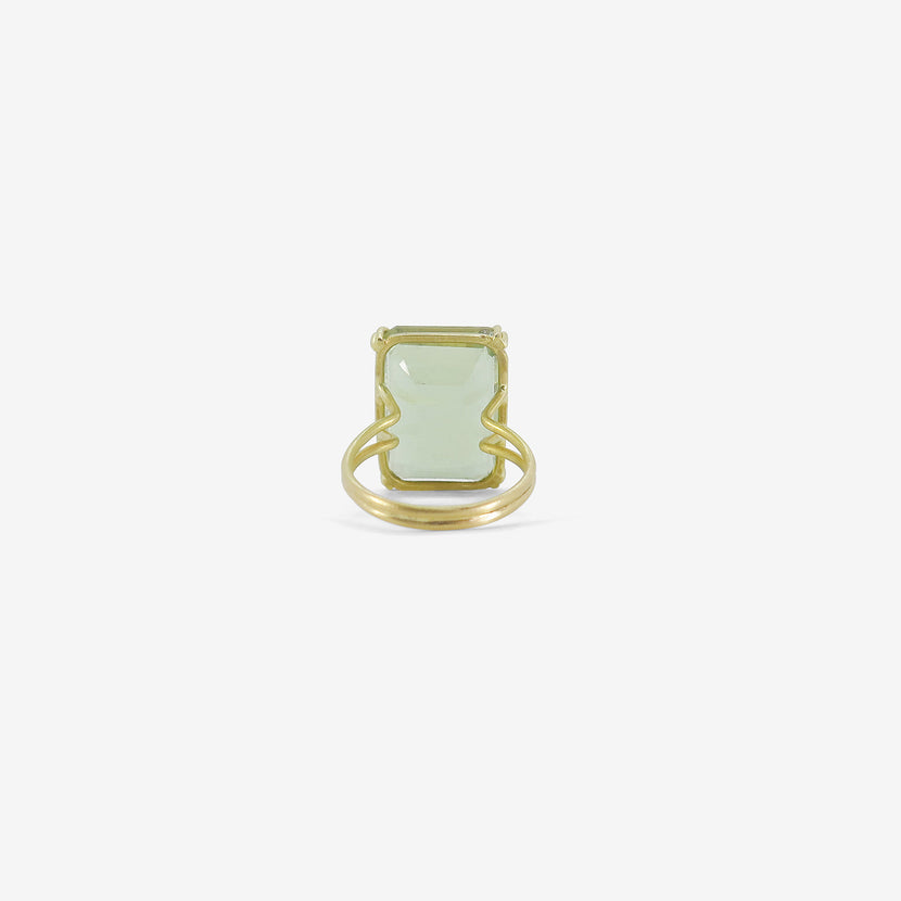 ROSANNE PUGLIESE 18K & LARGE EMERALD-CUT GREEN BERYL RING
