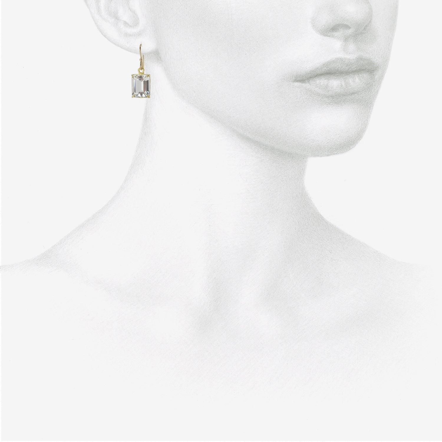ROSANNE PUGLIESE 18K & EMERALD-CUT WHITE TOPAZ SMALL DROP EARRINGS