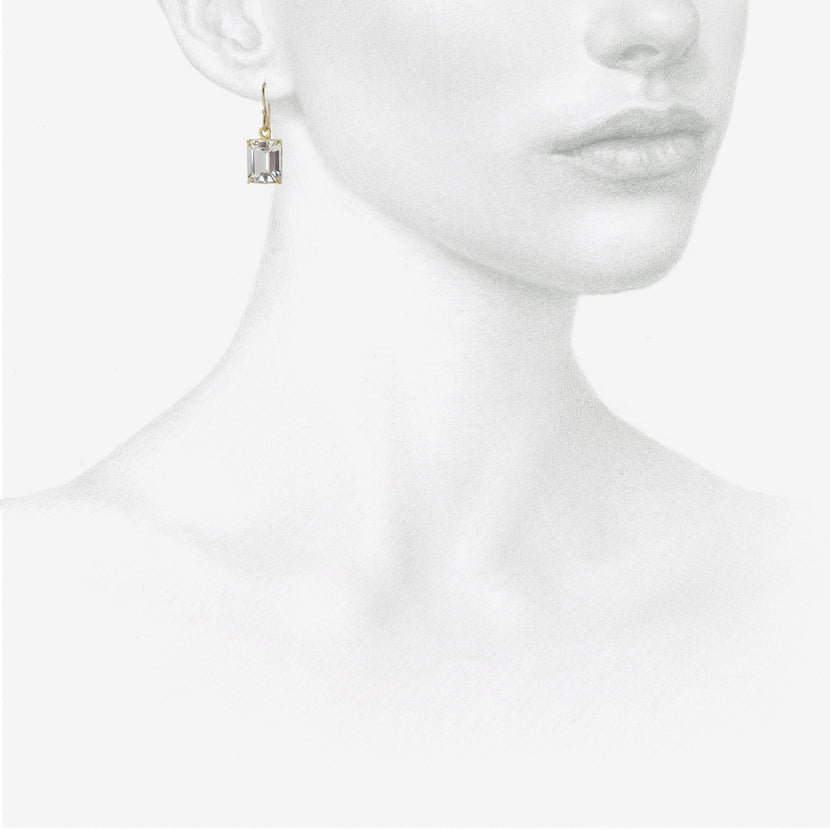 ROSANNE PUGLIESE 18K & EMERALD-CUT WHITE TOPAZ SMALL DROP EARRINGS