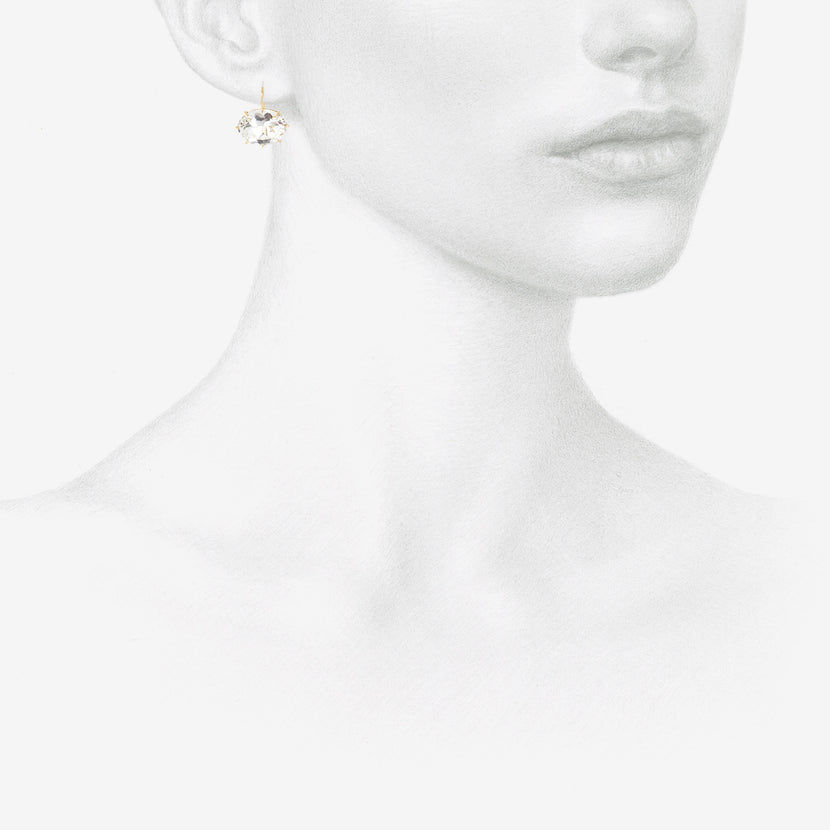 ROSANNE PUGLIESE 18K & WHITE TOPAZ EAST/WEST OVAL DROP EARRINGS