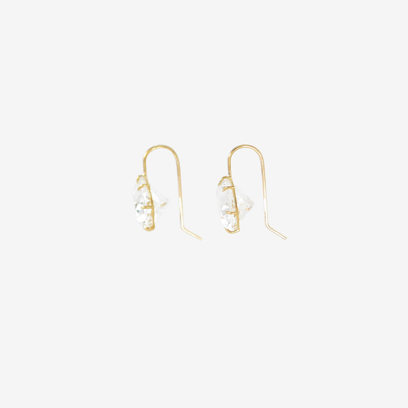 ROSANNE PUGLIESE 18K & WHITE TOPAZ EAST/WEST OVAL DROP EARRINGS
