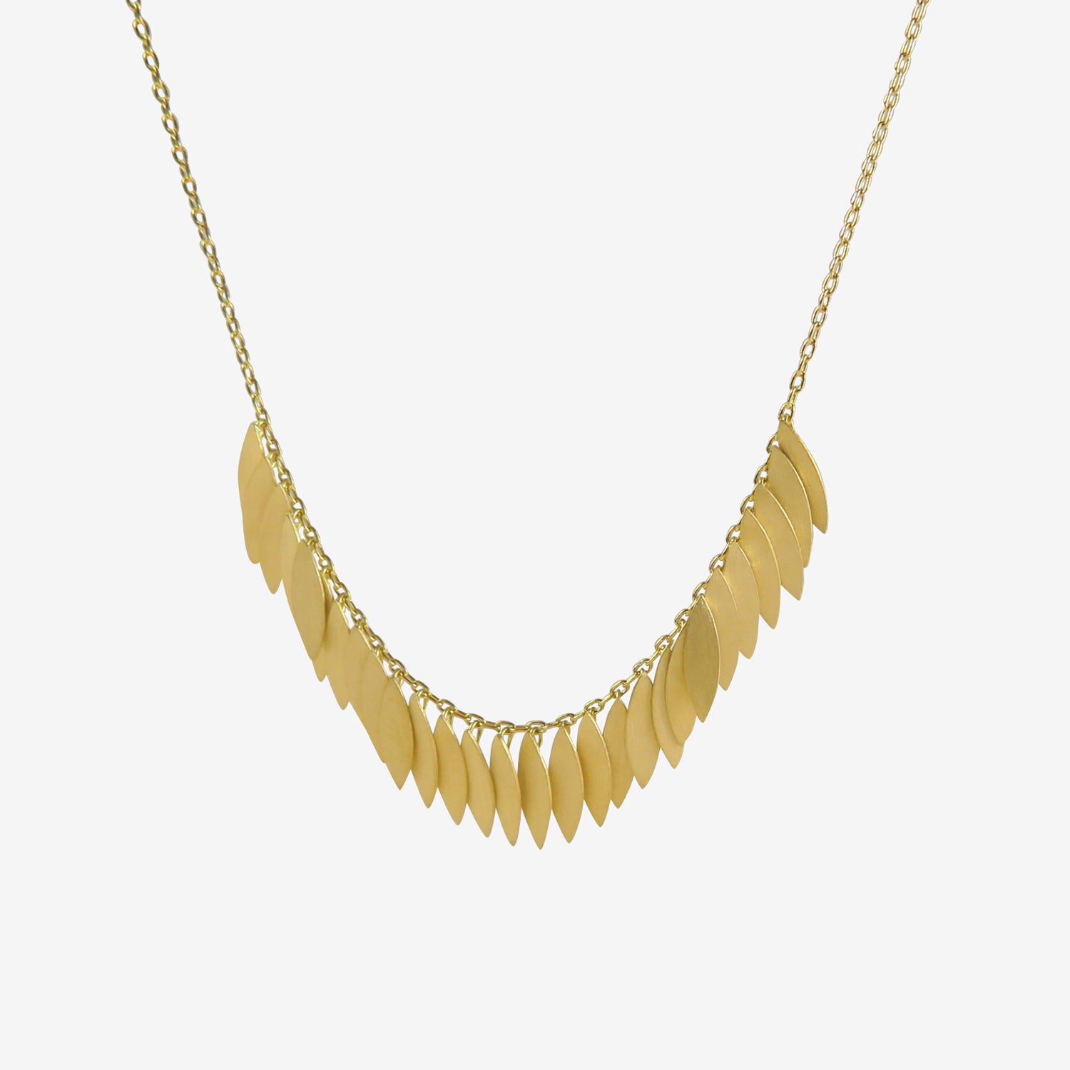 SIA TAYLOR 18K GOLDEN LEAF ARC NECKLACE