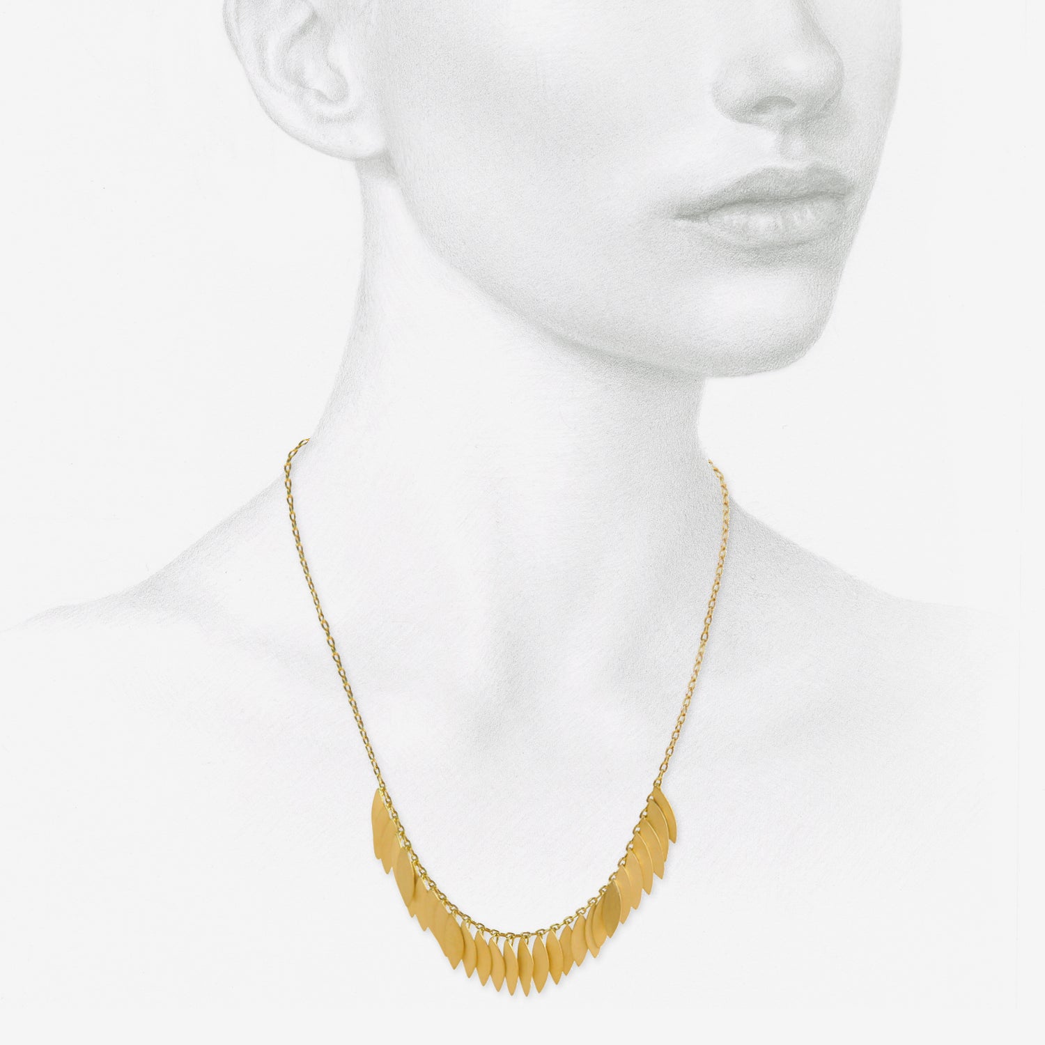 SIA TAYLOR 18K GOLDEN LEAF ARC NECKLACE