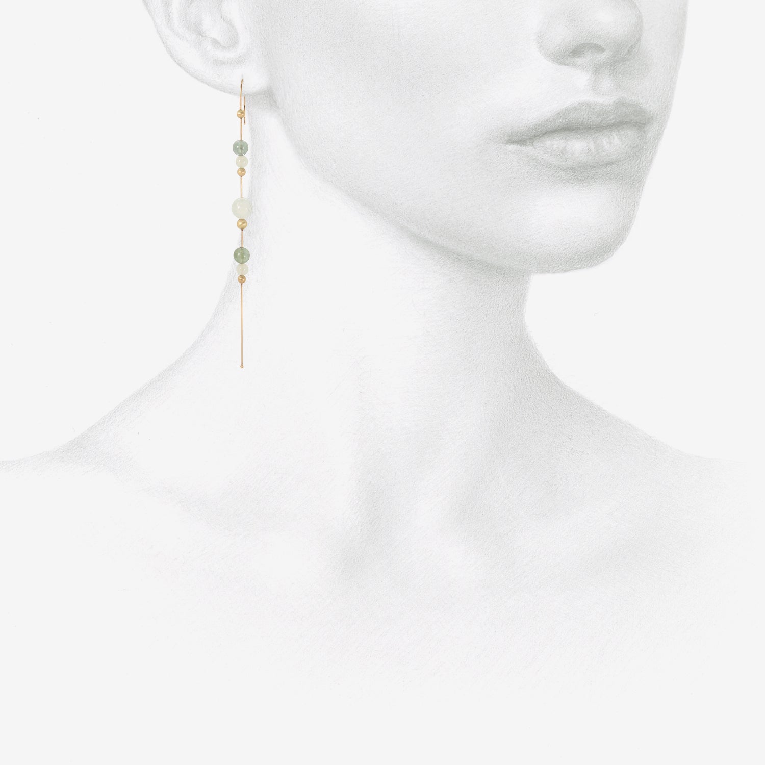 TED MUEHLING 14K & AQUAMARINE BEAD CHAIN EARRINGS WITH TOURMALINE
