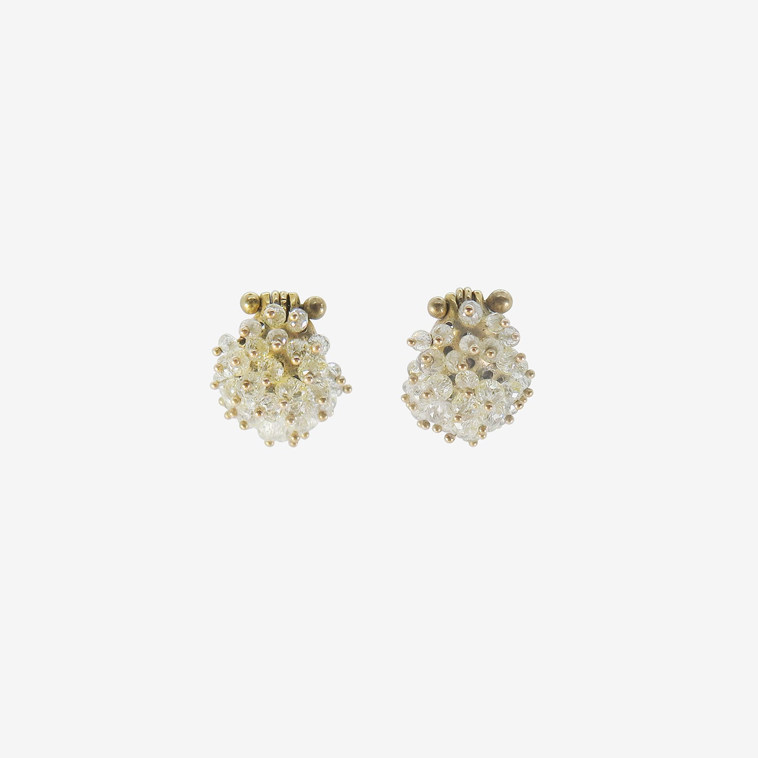 TED MUEHLING 22K & CLEAR DIAMOND SMALL BASKET EARRINGS