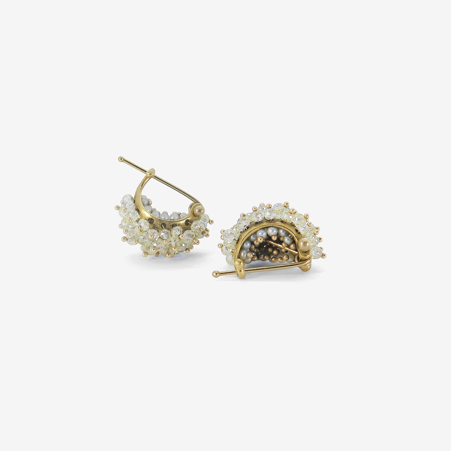 TED MUEHLING 22K & CLEAR DIAMOND SMALL BASKET EARRINGS