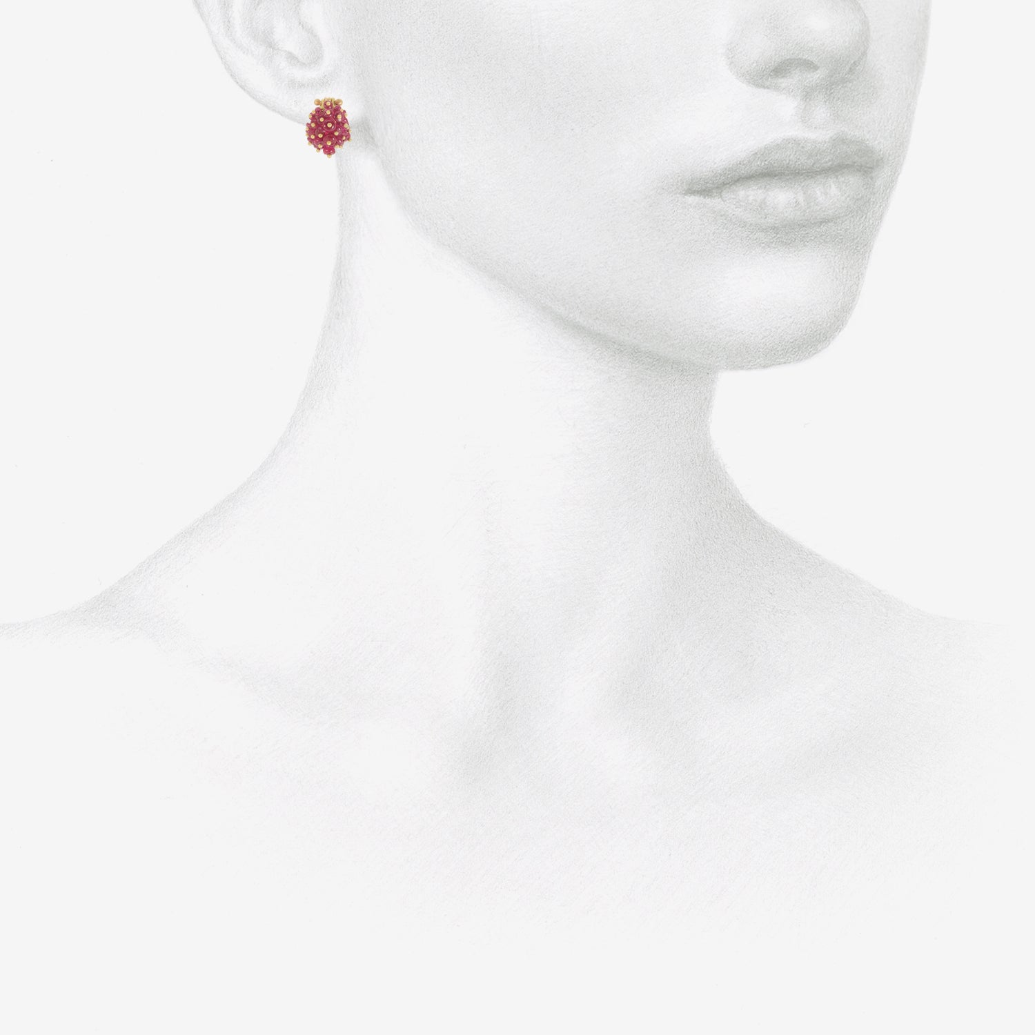 TED MUEHLING 18K & RUBY BASKET EARRINGS