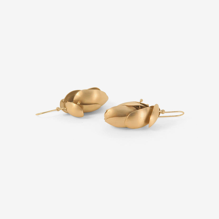 TED MUEHLING 14K SMALL ARTICULATED PINECONE EARRINGS