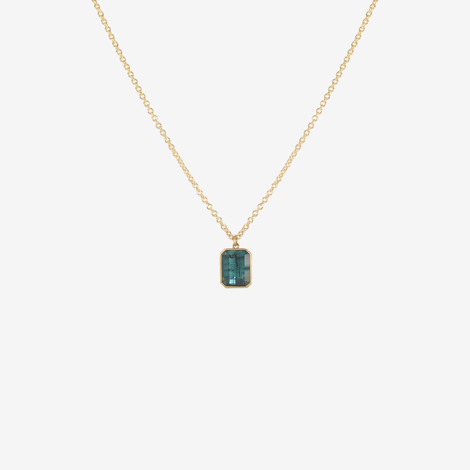 LOLA BROOKS 18K & EMERALD-CUT BLUE TOURMALINE PENDANT, 7.48CT