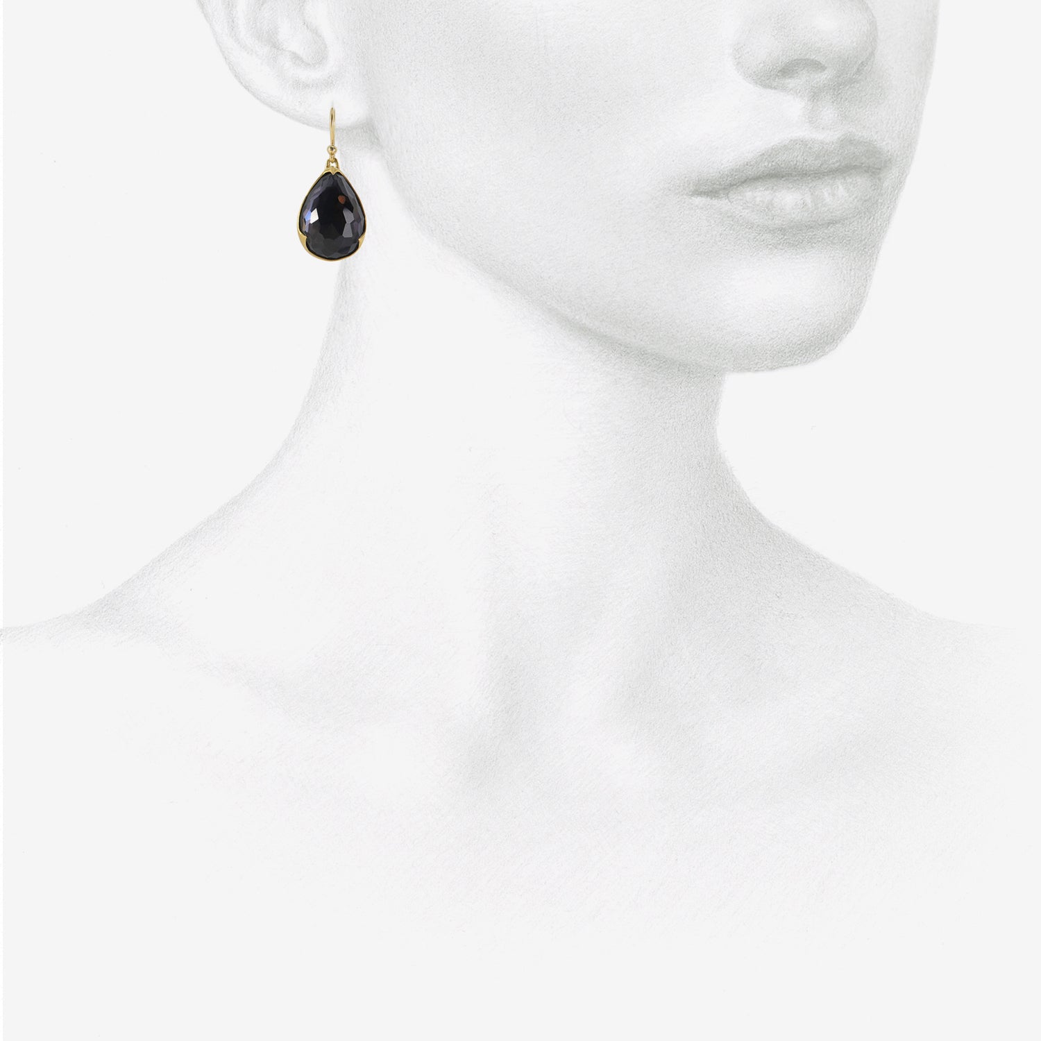 GABRIELLA KISS 18K & PEAR-SHAPED AMETHYST-OVER-HEMATITE EARRINGS