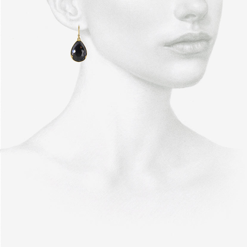 GABRIELLA KISS 18K & PEAR-SHAPED AMETHYST-OVER-HEMATITE EARRINGS