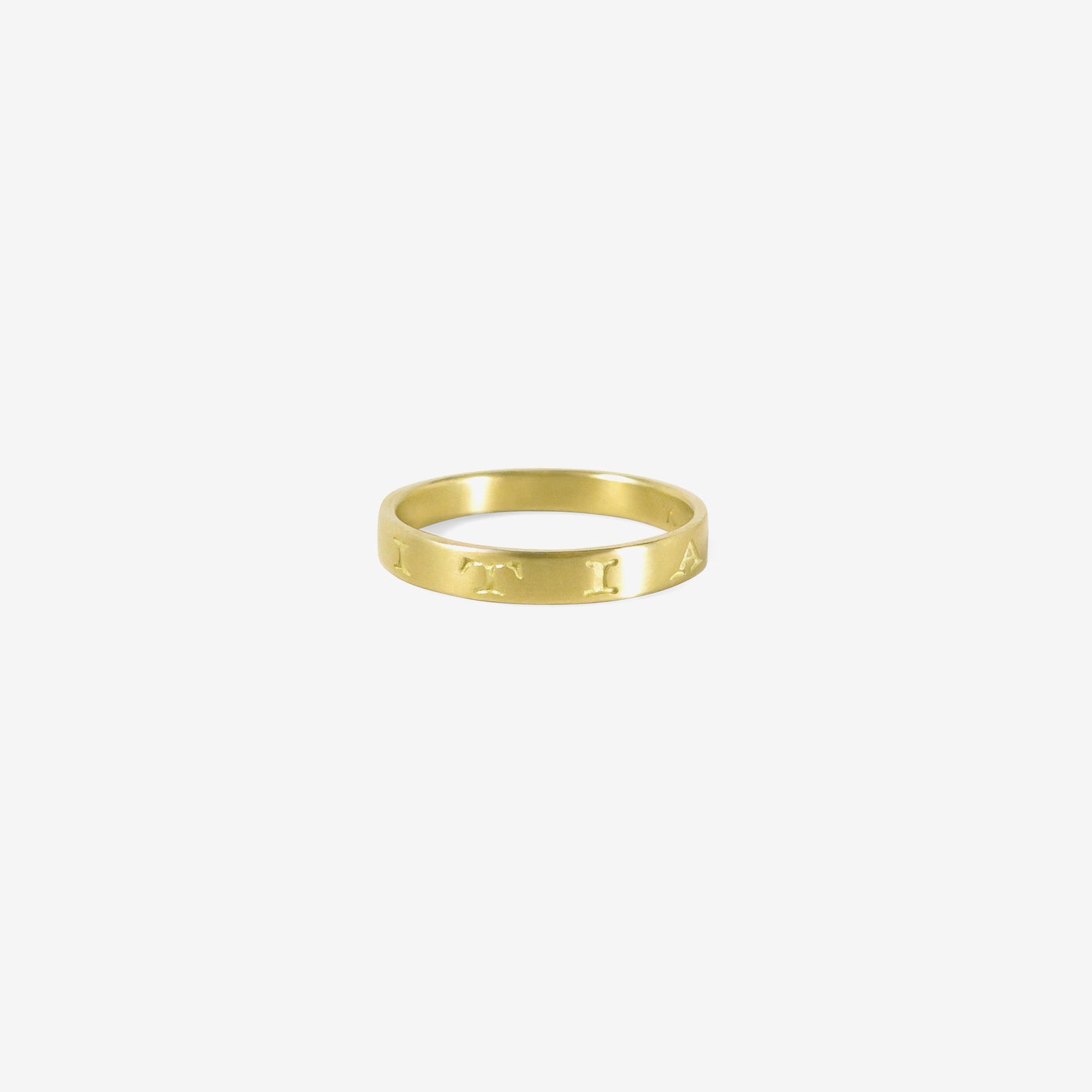 GABRIELLA KISS 18K LATIN INSCRIPTION BAND ‘AMICITIA’ – FRIENDSHIP, SIZE 7