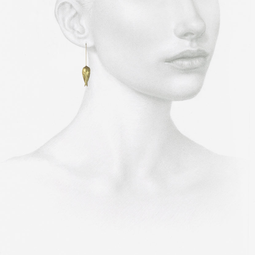 GABRIELLA KISS 18K SLEEPING BIRD EARRINGS WITH WHITE PEARLS