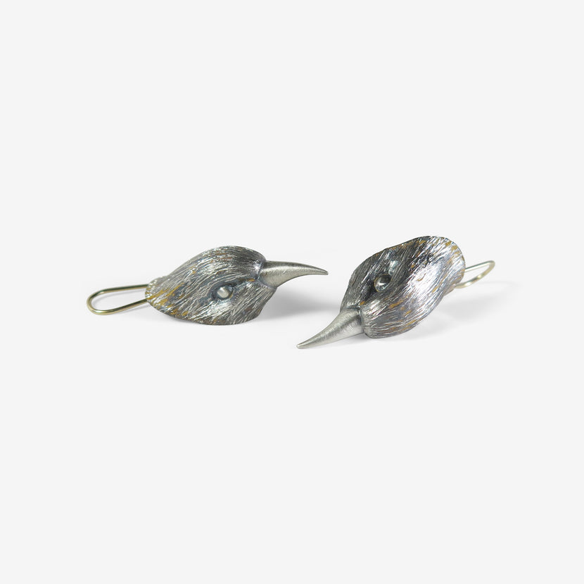 GABRIELLA KISS STERLING SILVER BIRD HEAD EARRINGS
