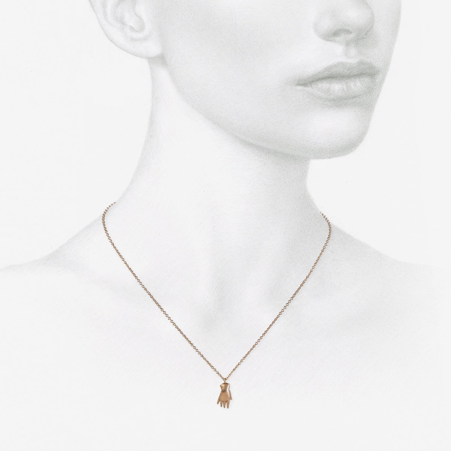 GABRIELLA KISS 14K ROSE GOLD BABY HAND NECKLACE