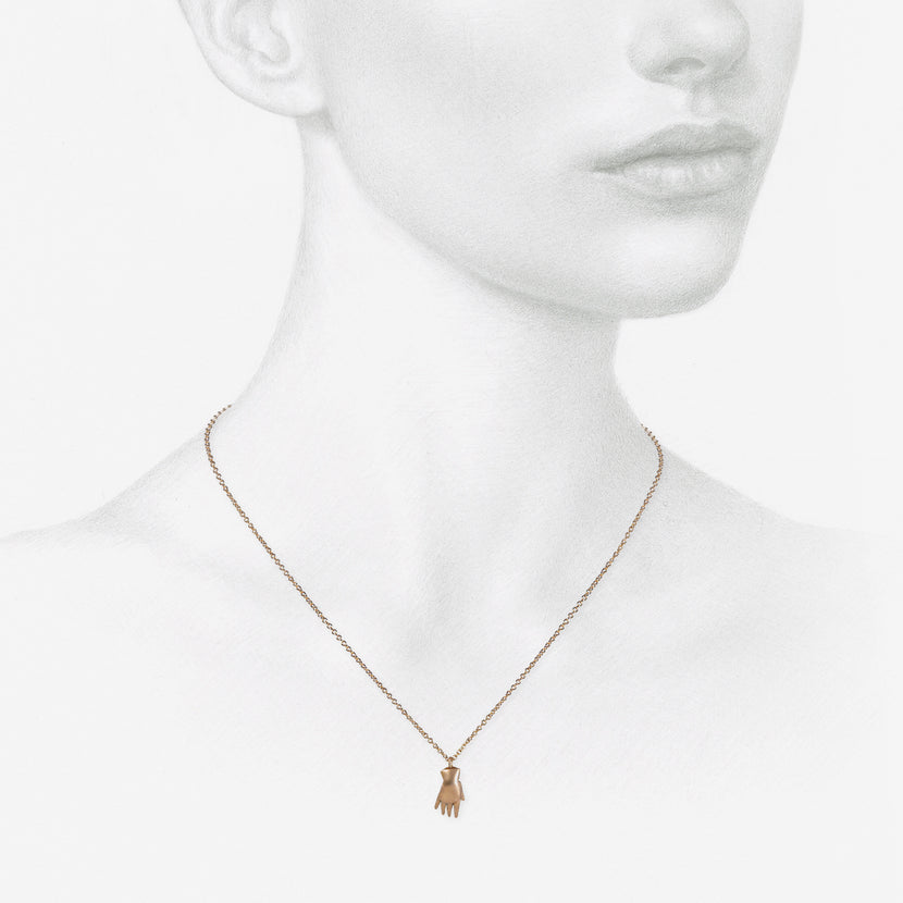 GABRIELLA KISS 14K ROSE GOLD BABY HAND NECKLACE