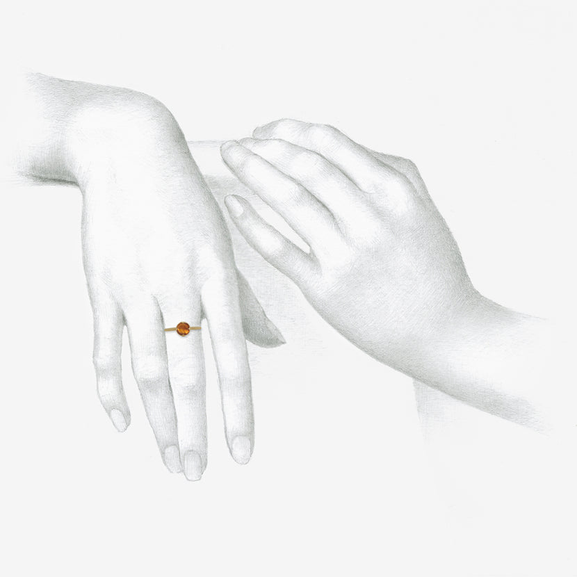 GABRIELLA KISS 18K & ROUND FACETED ORANGE SAPPHIRE RING, 1CT