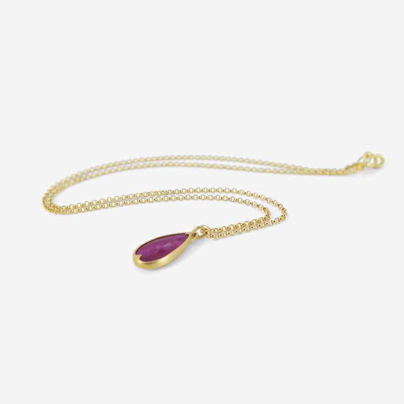 GABRIELLA KISS 18K & ROSE-CUT PEAR-SHAPED RUBY PENDANT, 2CT