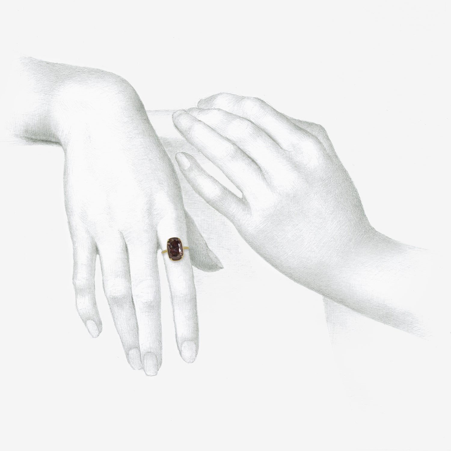 GABRIELLA KISS 18K & ROSE-CUT CUSHION-SHAPED RUSTY DIAMOND RING, 3.75CT