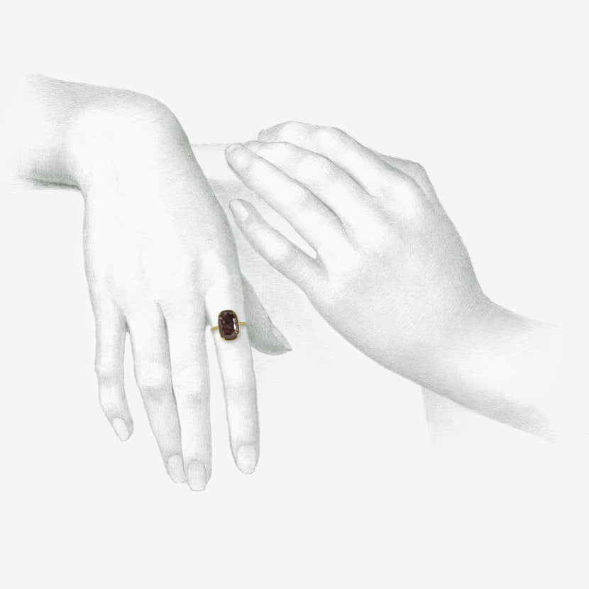 GABRIELLA KISS 18K & ROSE-CUT CUSHION-SHAPED RUSTY DIAMOND RING, 3.75CT