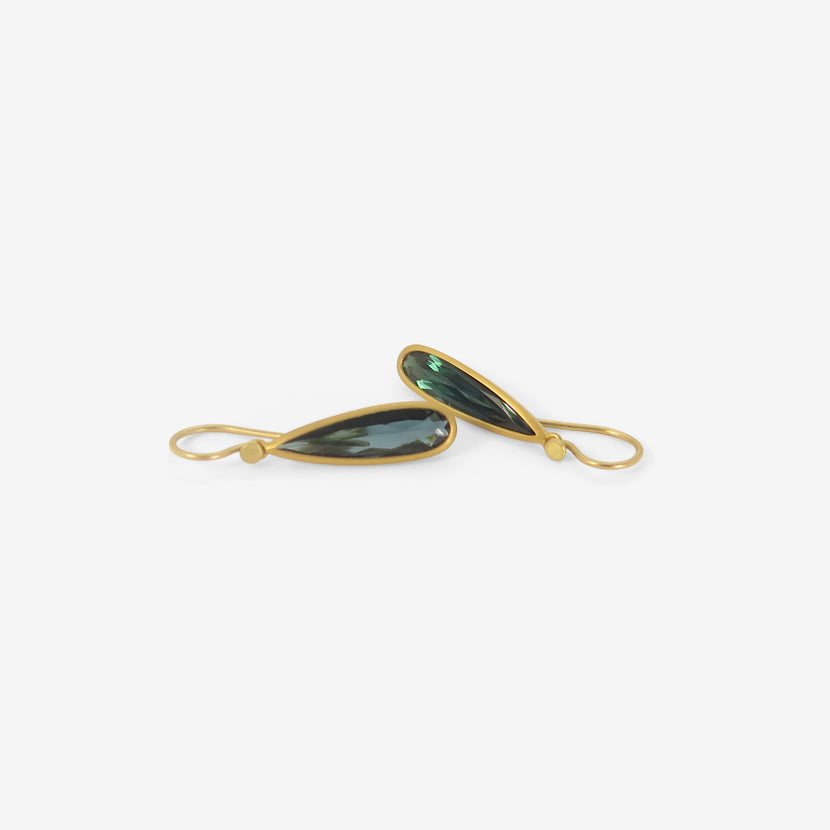 LOLA BROOKS 18K & ELONGATED BLUE TOURMALINE DROP EARRINGS, 4.02CT