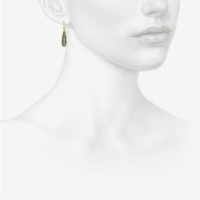 LOLA BROOKS 18K & ELONGATED BLUE TOURMALINE DROP EARRINGS, 4.02CT