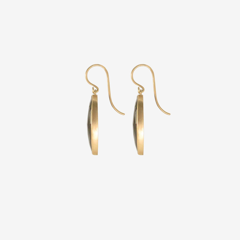 LOLA BROOKS 18K & ELONGATED OVAL LABRADORITE DROP EARRINGS, 10.07CT