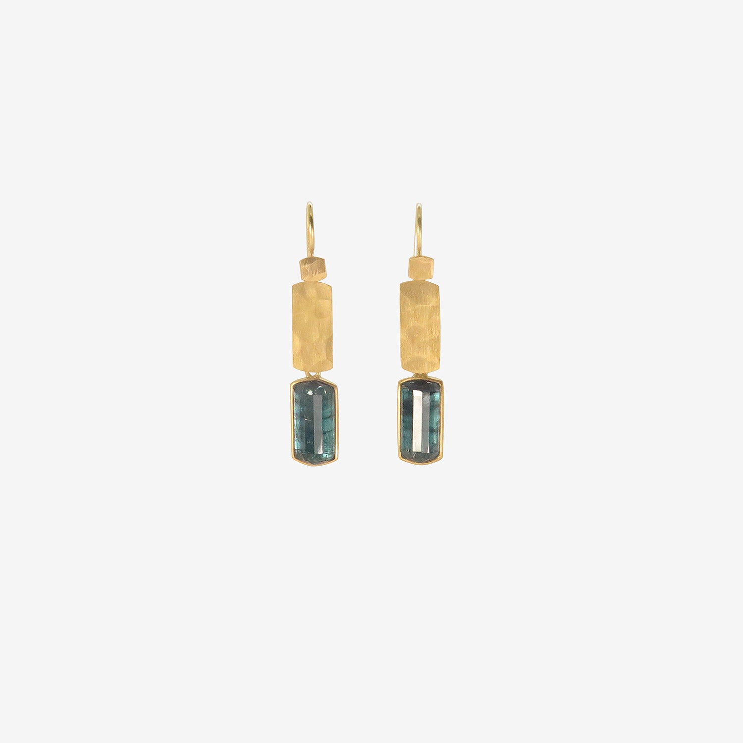 LOLA BROOKS 22K & BLUE TOURMALINE KLIMT DOUBLE DROP EARRINGS, 5.55CT