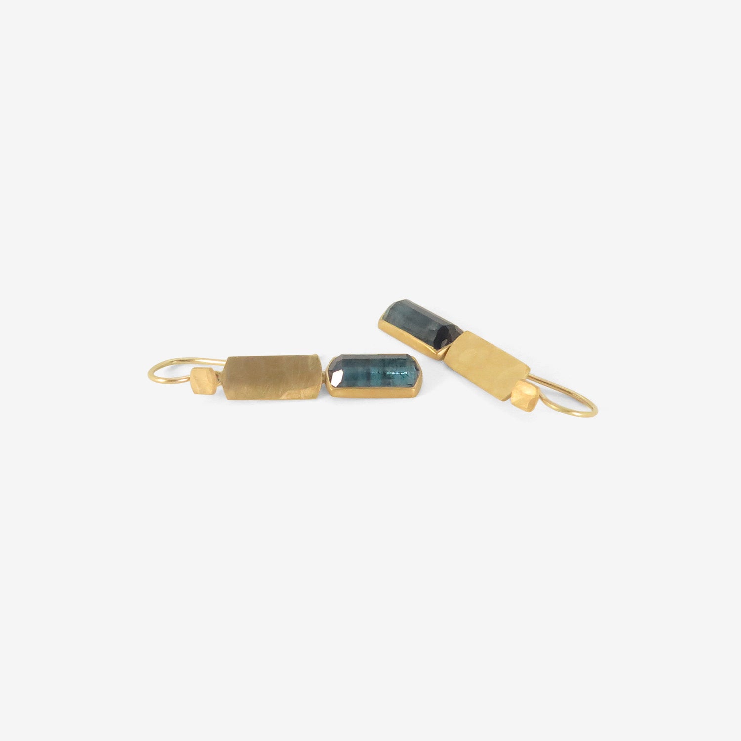 LOLA BROOKS 22K & BLUE TOURMALINE KLIMT DOUBLE DROP EARRINGS, 5.55CT