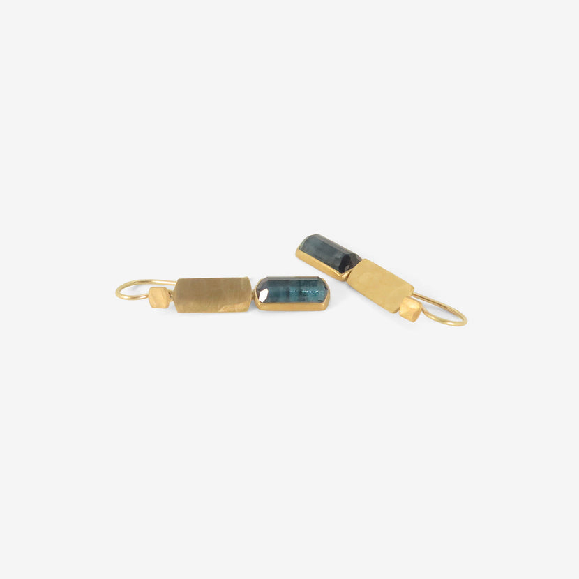 LOLA BROOKS 22K & BLUE TOURMALINE KLIMT DOUBLE DROP EARRINGS, 5.55CT