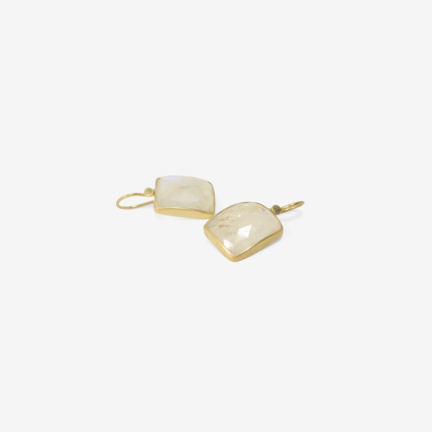LOLA BROOKS 18K & RECTANGULAR FACETED MOONSTONE DROP EARRINGS, 19.09CT
