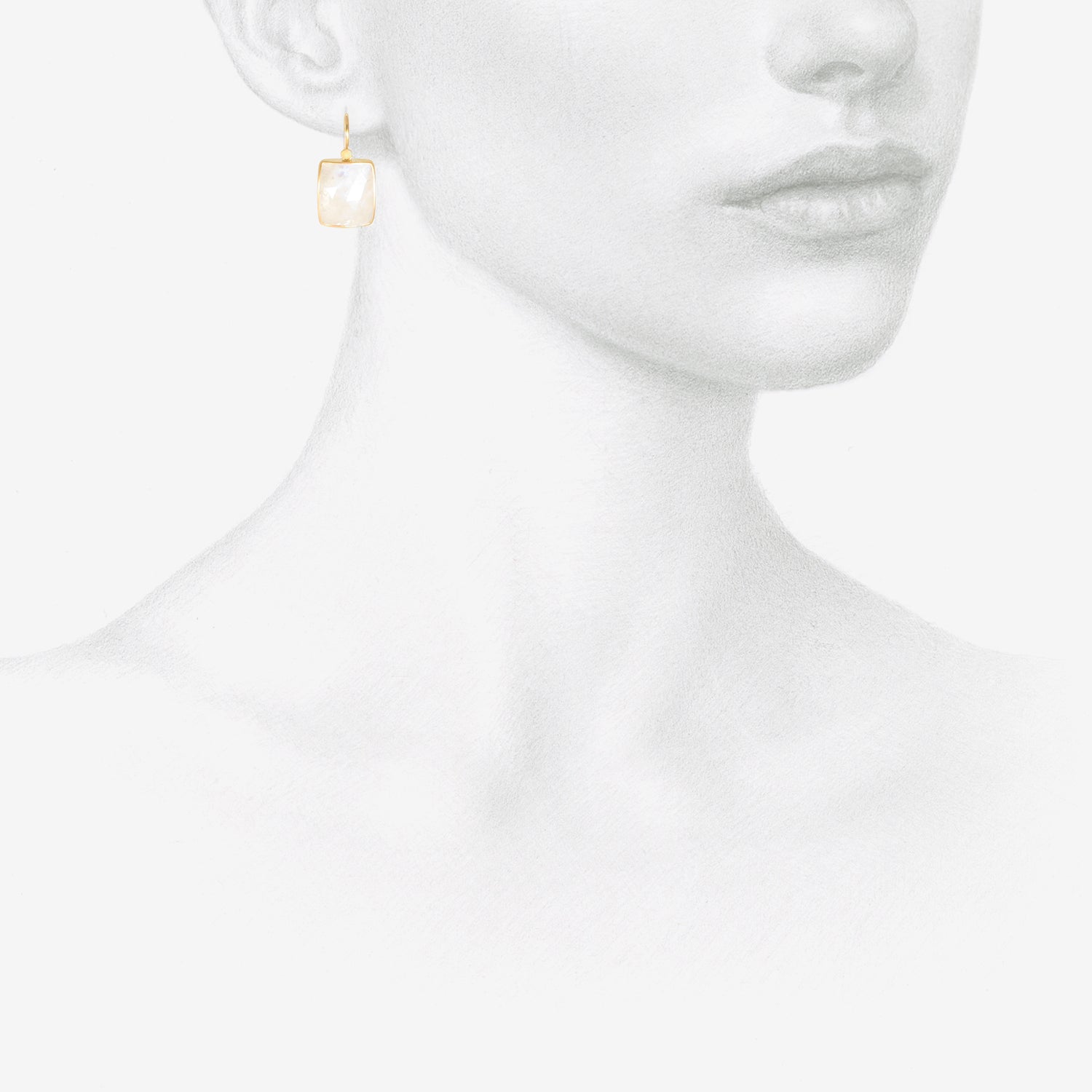 LOLA BROOKS 18K & RECTANGULAR FACETED MOONSTONE DROP EARRINGS, 19.09CT