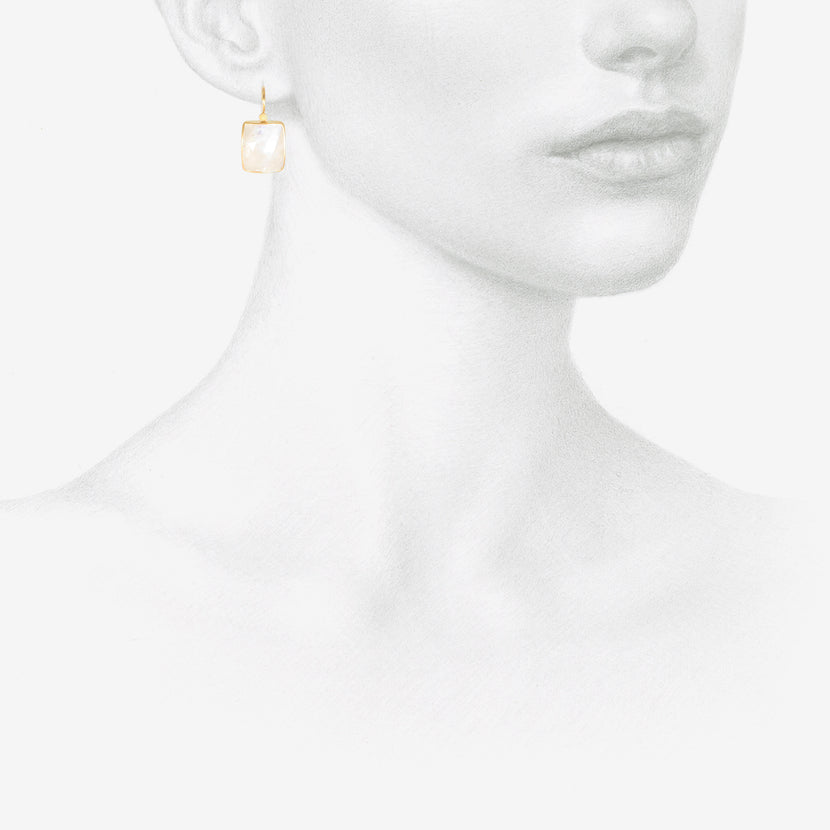 LOLA BROOKS 18K & RECTANGULAR FACETED MOONSTONE DROP EARRINGS, 19.09CT