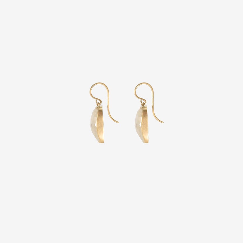 LOLA BROOKS 18K & RECTANGULAR FACETED MOONSTONE DROP EARRINGS, 19.09CT