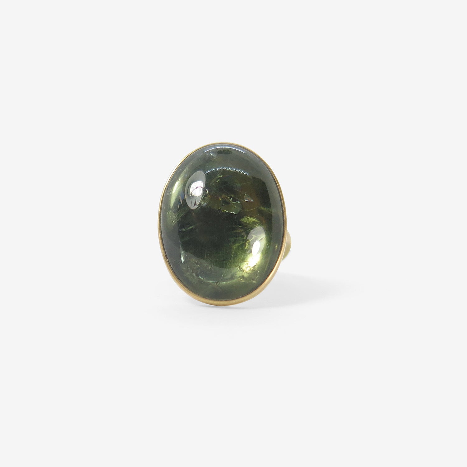 LOLA BROOKS 18K & LARGE OVAL GREEN TOURMALINE RING, 16.36CT