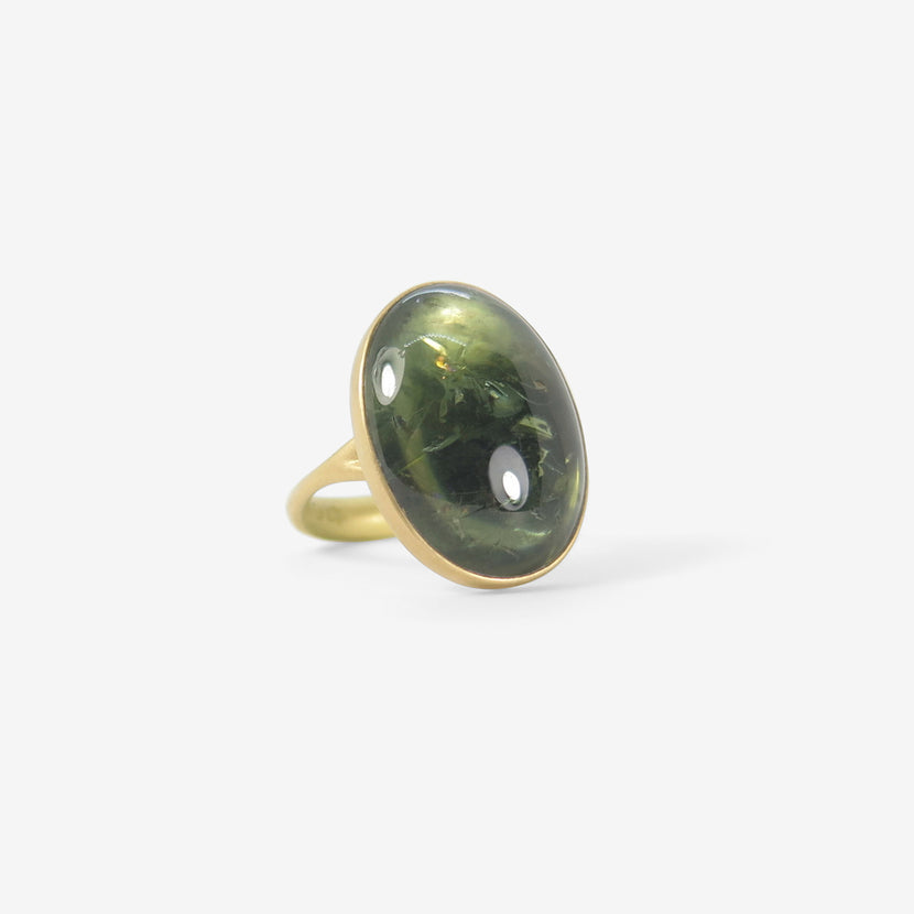 LOLA BROOKS 18K & LARGE OVAL GREEN TOURMALINE RING, 16.36CT