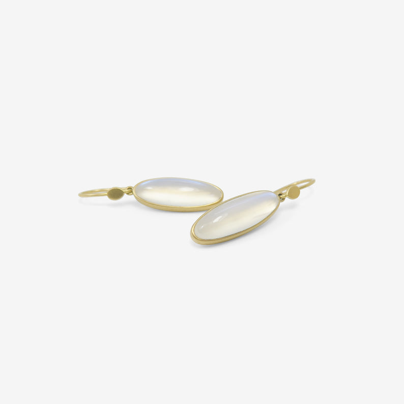 LOLA BROOKS 18K & LONG OVAL MOONSTONE DROP EARRINGS, 10.33CT