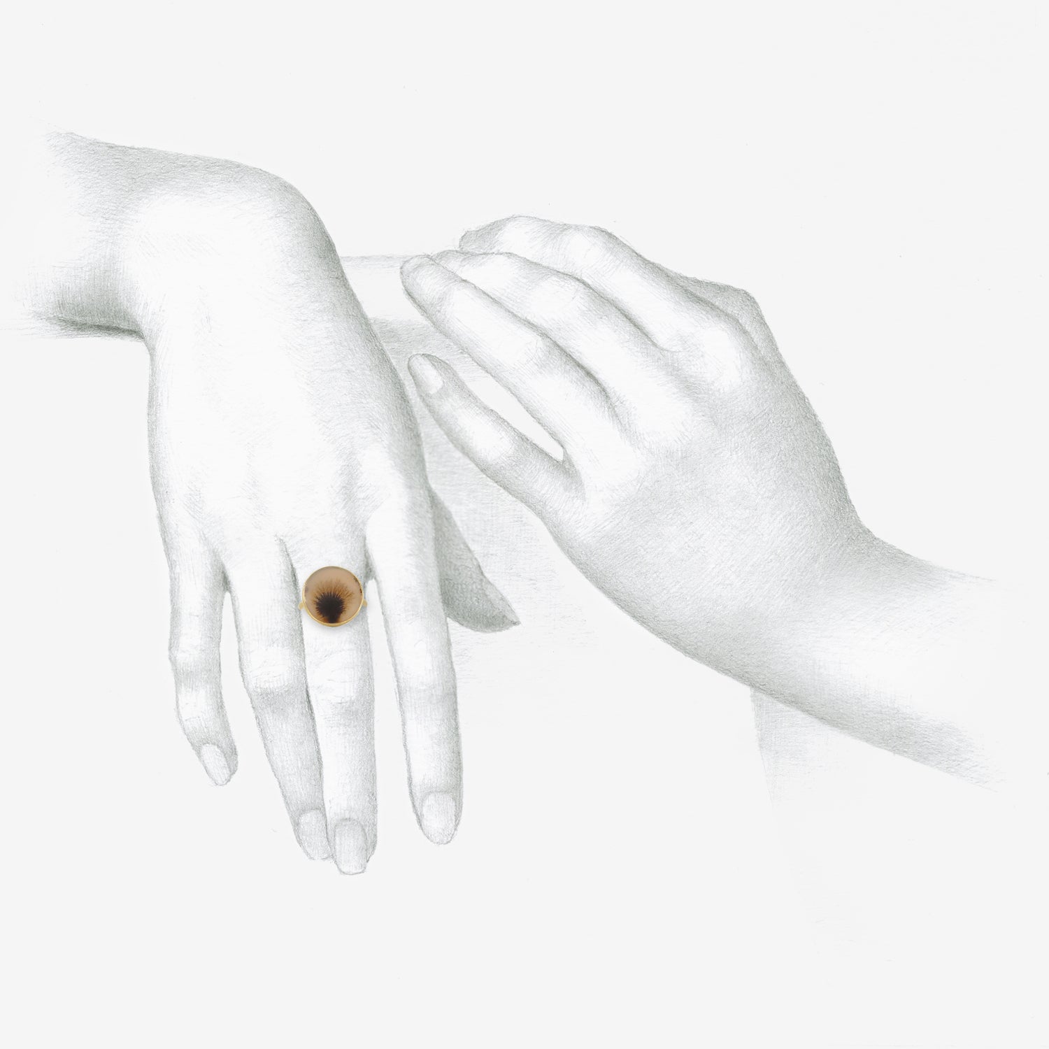GABRIELLA KISS 18K & ROUND DENDRITE RING
