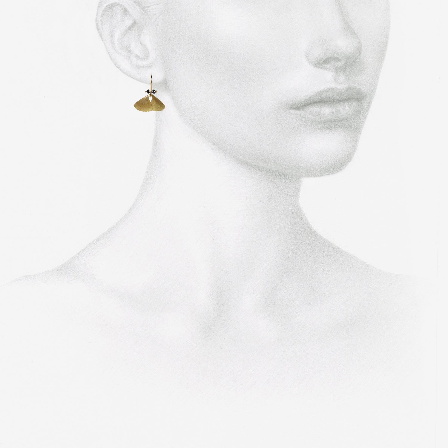 TED MUEHLING 18K YELLOW GOLD & BLACK DIAMOND MOTH WINGS