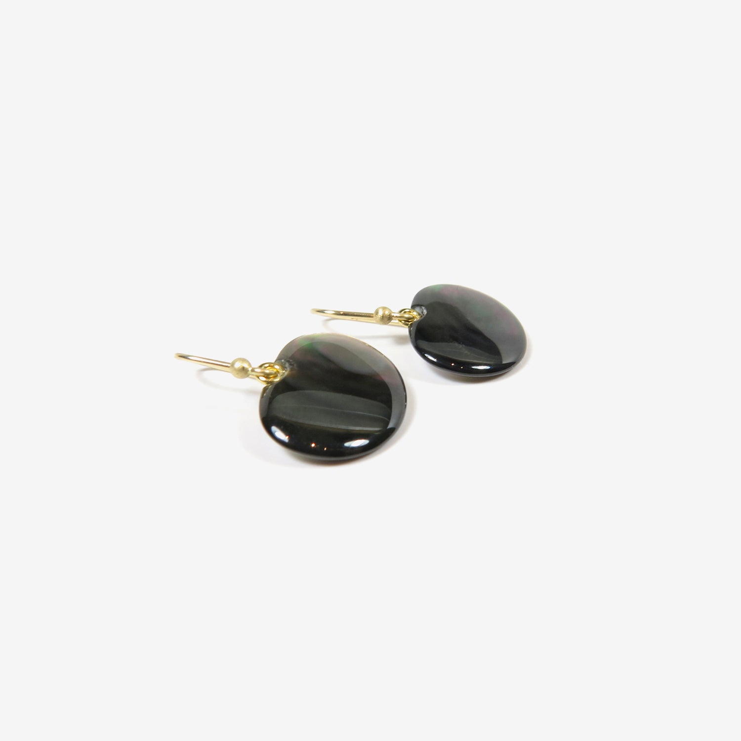 TED MUEHLING 14K & BLACK MOTHER-OF-PEARL LILY PADS