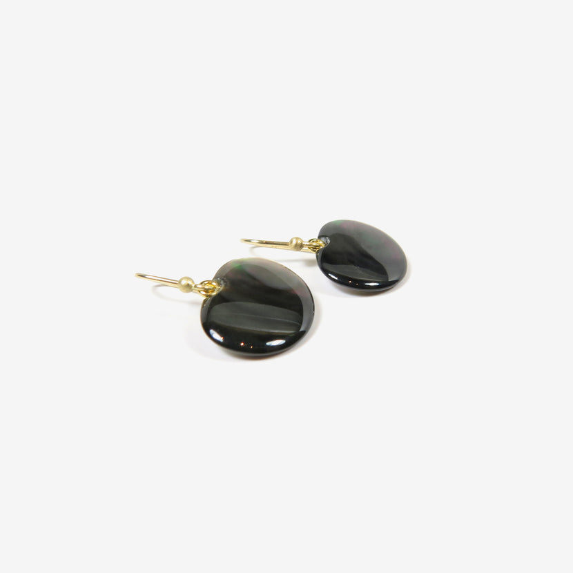 TED MUEHLING 14K & BLACK MOTHER-OF-PEARL LILY PADS